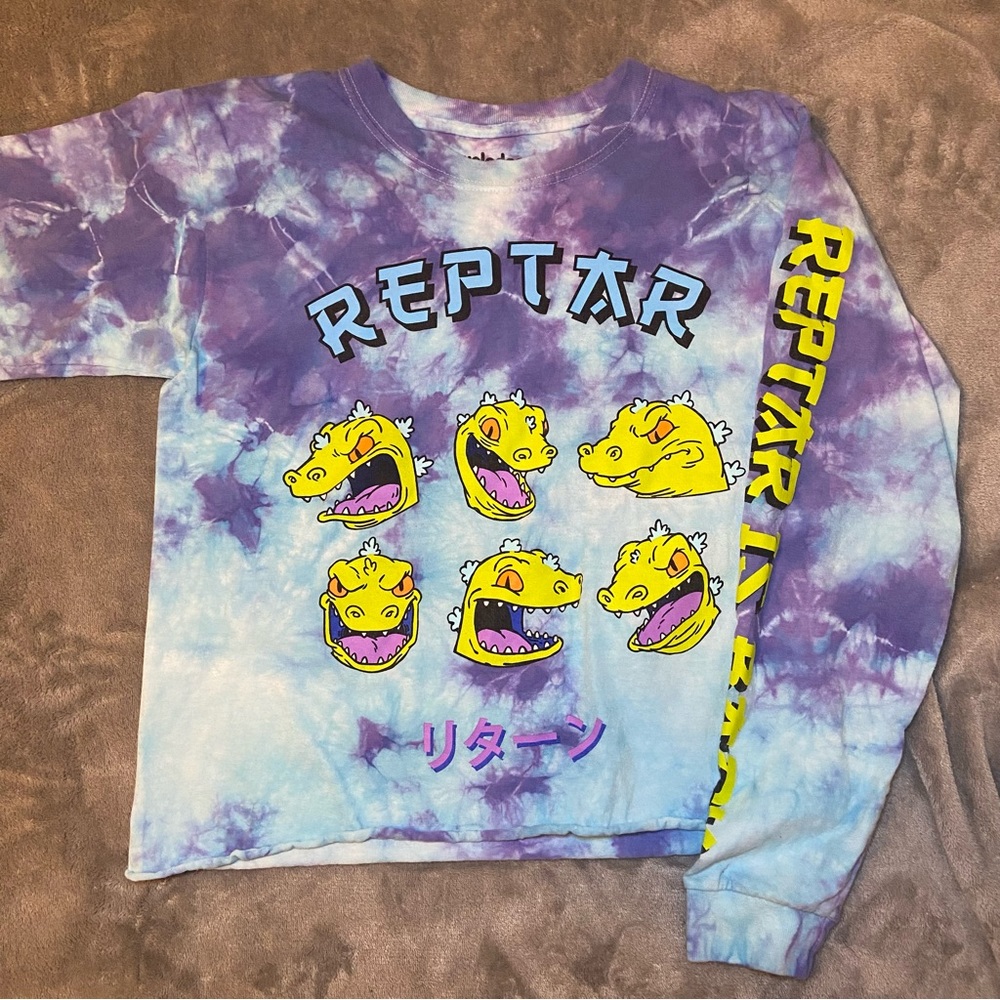 Nickelodeon Rugrats Reptar Cropped Long-Sleeve Tie Die Graphic Tee